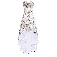 Strapless A-line White Camo Outdoor Wedding Dresses Reception Prom Gowns High Low