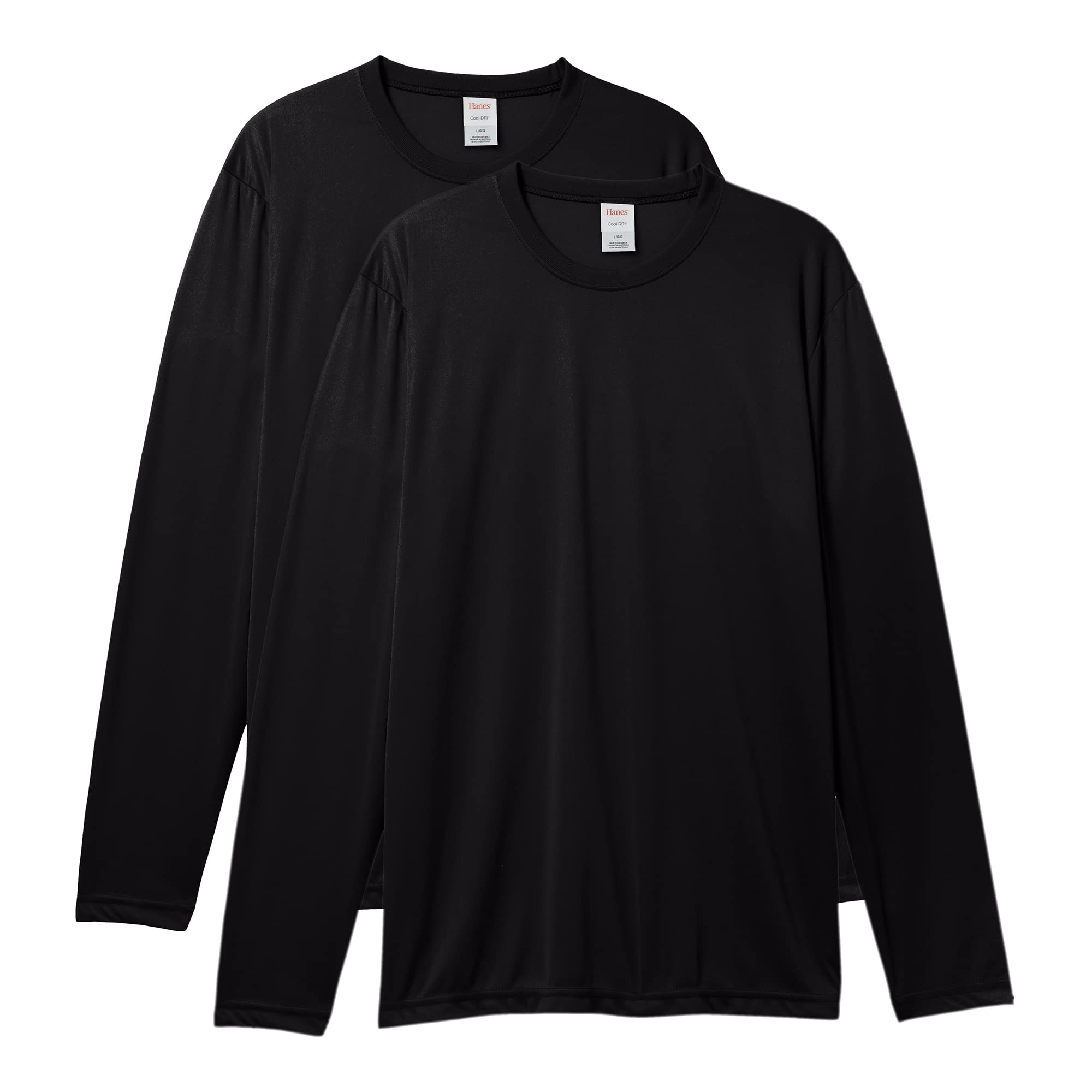 Hanes Men's Long-Sleeve Pack, Cool Dri Moisture-Wicking T-Shirts, Performance Tee, 2-Pack