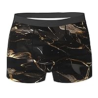 Black Gold Marble Print Men's Boxer Briefs Trunks Underwear Soft Comfortable Bamboo Viscose Underwear Trunks