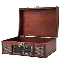 FTVOGUE Vintage Wooden Storage Box Small Size Book Jewelry Storing Storage Organizer Treasure Chest Home Decor(#1: Chinese Style)