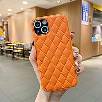 3D Luxury Diamond Lattice Phone Case for iPhone 13 12 14 11 Pro Max X XR XS Max Leather Pattern Soft Back Cover Case,Orange,for iPhone 14