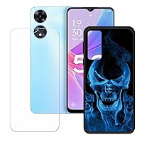 Case for Oppo A1X + Tempered Glass Screen Protector, Slim Black Shock-Absorption Soft TPU Bumper Protective Phone Case Cover for Oppo A1X (6,56