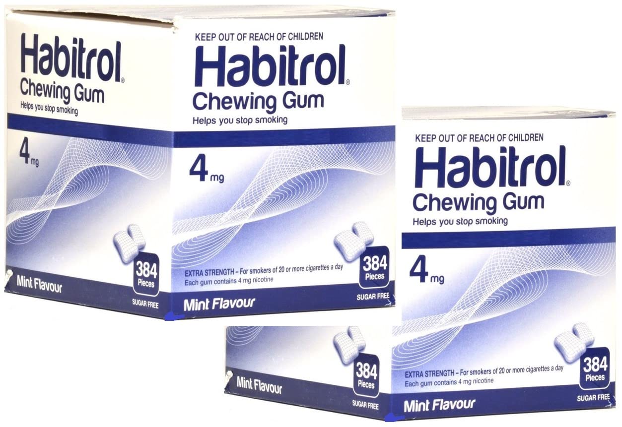 Habitrol Nicotine Gum 4mg Mint Flavor. 2 Bulk Packs of 384 (Total 768 Pieces)