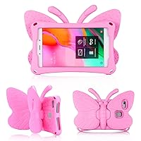 TCL Tab 8 LE Cute Butterfly Case with Stand for Kids Girl Light Weight EVA Rugged Shockproof Full Cover Kids Friendly Kids case for TCL Tab 8 LE 9137W TCL Tab 8 WiFi 9132X 2023(Pink)