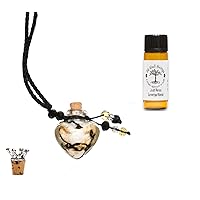 Aromatherapy Essential Oil Necklace Diffuser Set, Glass Heart Shaped Bottle with extendable Cord, Essential Oil Bottle and Crown Cork Bundled Set (Bag Color May Vary)