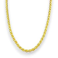 Solid 14K Gold Over Sterling Silver Italian 6mm,8mm,11mm Diamond-Cut Twisted Rope Chain Necklace for Men Women, 925 Sterling Silver Made in Italy