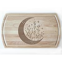 Moon Phase Floral Engraved Cutting Board – Ideal for New Home, Spiritual Decor