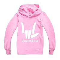 Children Share The Love Sweatshirts Casual Lightweight Hooded Pullover Comfy Loose Fit Hoodies for Teen Boys