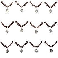 Brown Aroma Rock Beads Diffuser Zodiac Necklace Titanium Steel