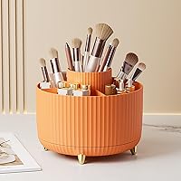 Onewly 360° Rotating Makeup Organizer, Vanity Display Case for Cosmetic, Brush, Lipstick and Cream (Vibrant Orange)