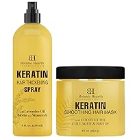 Botanic Hearth Keratin Thickening Spray (8 fl oz) and Keratin Hair Mask (16 oz) Bundle