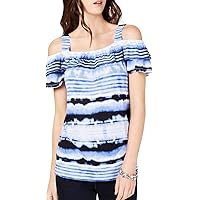 INC International Concepts Tie-Dyed Cold-Shoulder Top