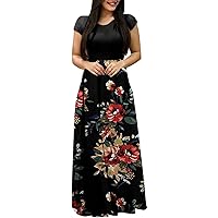 Summer Maxi Dress for Women 2024 Fashion Plus Size Party Maxi Dress Casual High Waist Boho Floral Beach Long Sundress