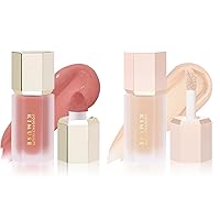 KIMUSE Soft Cream Blush for Cheeks & Natural Glow Liquid Filter, Weightless, Long-Wearing, Smudge Proof, Natural-Looking, Dewy Finish