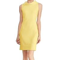 American Living Womens Textured Sheath Dress, Yellow, 16