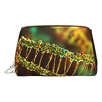 Dna Chain Photo Print Cosmetic Bags,Leather Makeup Bag Small For Purse,Cosmetic Pouch,Toiletry Clutch For Women Travel