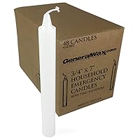 Long White Household Candles Unscented (Box of 48). Perfect for Ceremonies and Emergency use. Made in U.S.A.