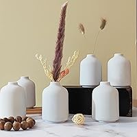 Small White Ceramic Vases Set 6 for Decor, Boho Bud Vases for Dry Flower, 4.1''H x 3''W White Ceramic Vases for Centerpieces, House Plants, Wedding, Home, Modern, Minimalist