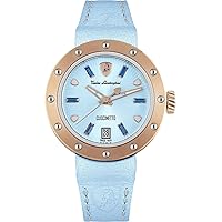 Cuscinetto Lady Womens Analogue Quartz Watch with Calfskin Bracelet TLF-A05-3, blue