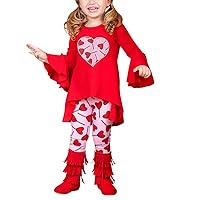 Size 4 Girls Clothes Baby Girls Valentine's Day Top Pant Set Fashionable Cute Long Sleeve Top Trousers (Pink, 4-5 Years)