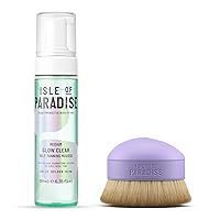 Isle of Paradise Glow Clear Kit - Medium - Clear Tanning Mousse with Kabuki Body Brush - Vegan and Cruelty Free - Color Correcting Actives for Natural Glow - Sunless Tanning Mousse with Blending Brush