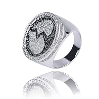 Jewelry Iced Out Heart Broken Rings 18K Gold Plated Bling CZ Simulated Diamond Hip Hop Ring for Men Women (Size 9)