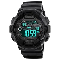 PASNEW Watch,Outdoor Black Sports Watch,Compass Multifunction Waterproof Digital Watch,Men's Wrist Watches Black