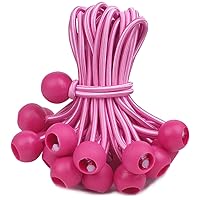 PerkHomy 30 PCS Ball Bungee Cord 6 Inch Heavy Duty Bungie Cord Balls for Tarp Tie Down Canopy Camping Tents Cargo Holding Wire Hoses Patio Umbrellas Awning (30pc Pink)