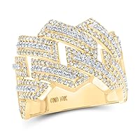 The Diamond Deal 10kt Two-tone Gold Mens Round Diamond Band Ring 1-3/8 Cttw