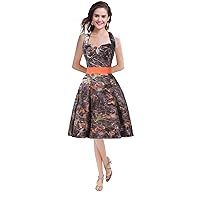 Woman's Halter Neck Cocktail Evening Prom Dresses Camo Bridesmaid Gowns Short