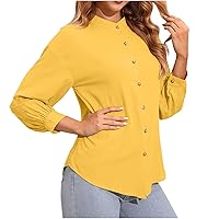 Ladies Dressy Work Shirts Elegant Button Blouse for Women Solid Casual Business Tunic Slim Long Sleeve Fall Tops