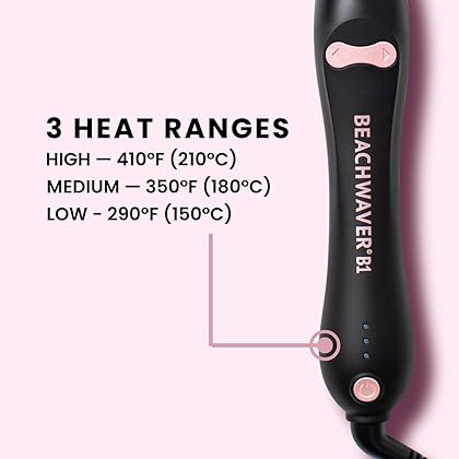 Beachwaver B1 Rotating Curling Iron in Midnight Rose | 1 inch barrel for all hair types | Automatic curling iron | Easy-to-use curling wand | Long-lasting, salon-quality curls and waves | Dual voltage