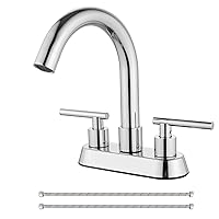 Centerset 4” Bathroom Faucet Lavatory Sink Polish Chrome Basin Mixer Tap Deck Mount 2 Hole Two Handle 360° Degree Swivel Spout Vanity Faucet