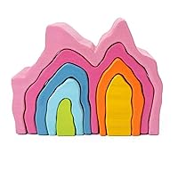 Baby Toys Rainbow Building Blocks Wooden Toys Large Creative Rainbow Building Block Healing Unzip Toys (Color : Coral 7pcs)