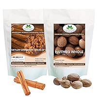 Ceylon Cinnamon Sticks | Nutmeg Whole | 2 Pack Bundle |100% Pure & Natural Premium Nutmeg & Ceylon Cinnamon from Sri Lanka | 2 Oz (total of 4 oz.)