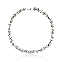10.0-11.0mm High Luster Grey Baroque Freshwater Cultured Pearl necklace 20