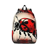 Art Ladybug Tracks Print Canvas Laptop Backpack Outdoor Casual Travel Bag Daypack Book Bag For Men Women