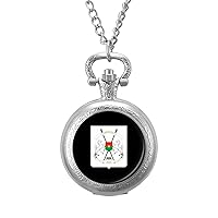 Coat of Arms of Burkina Faso Classic Quartz Pocket Watch with Chain Arabic Numerals Scale Watch