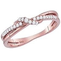 The Diamond Deal 10kt Rose Gold Womens Round Diamond Crossover Stackable Band Ring 1/6 Cttw
