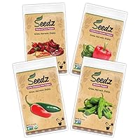 Organic Pepper Seeds Bundle - Shishito, Jalapeño, Bell, and Corno di Toro Pepper Seeds for Planting - Made in USA