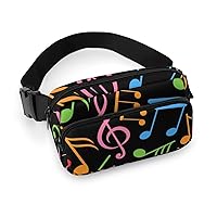 Music Notes Fanny Pack Adjustable Bum Bag Crossbody Double Layer Waist Bag for Halloween