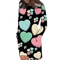 Spring Dresses for Women 2024 Valentines Dress Casual Print Pullover Hip Pack Dress Sweater Autumn Day Gifts Her Naughty