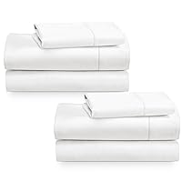 California Design Den 2-Pack Twin Size Bed Sheets Cotton - 400 Thread Count 100% Cotton Sateen - Soft, Breathable & Cooling Sheets, Wrinkle Resistant 2 Sets of Deep Pocket Bed Sheets - Creamy White