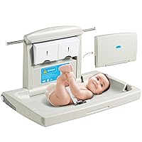 VEVOR Wall-Mounted Baby Changing Station, Horizontal Foldable Diaper Change Table with Safety Straps and Hanging Rods, Use in Commercial Bathrooms, Daycare Centers for Newborns & Infant