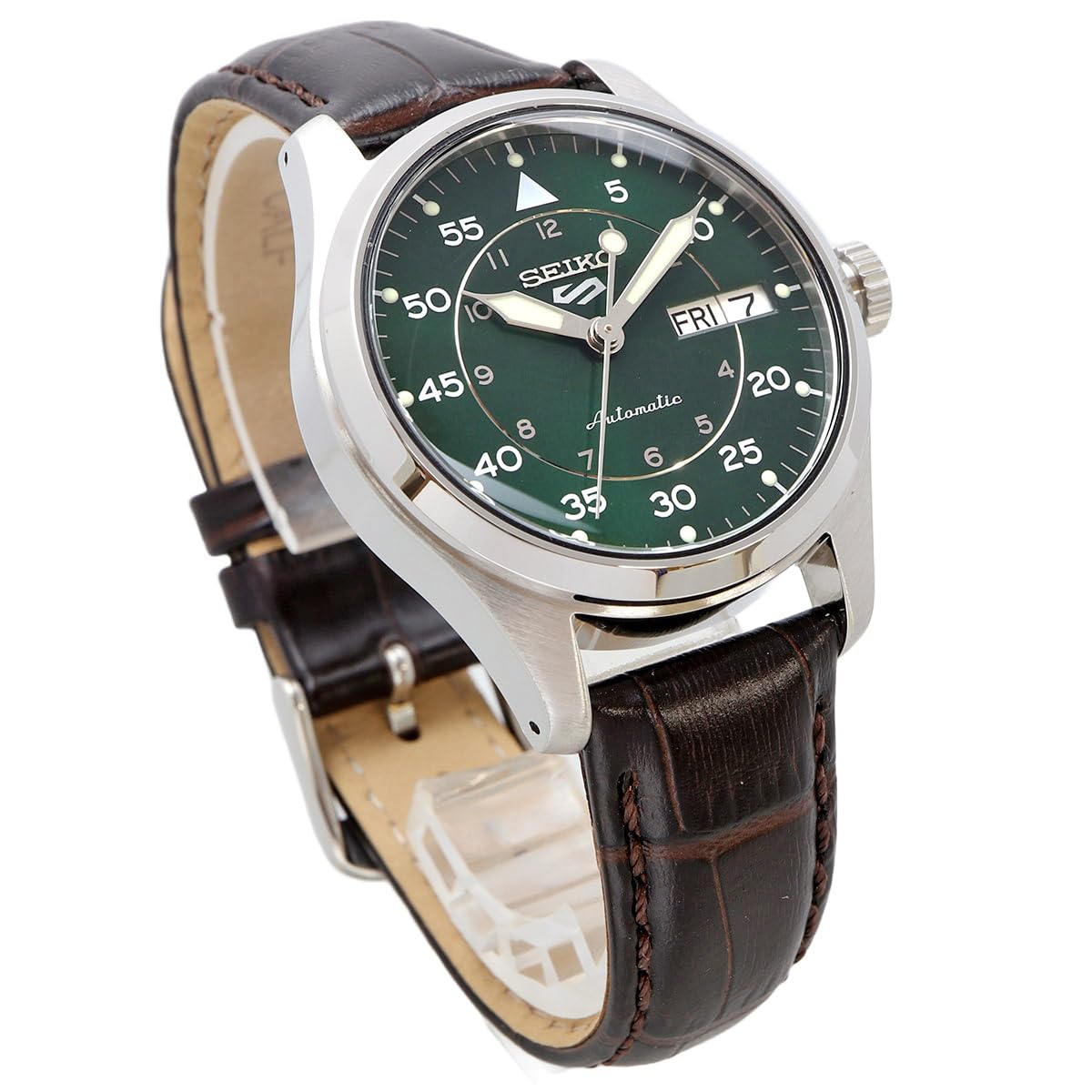 Seiko SRPJ89 Sports Field Suits Style Five Sports Automatic Men's Watch, Made in Japan, Brown Leather, Overseas Model