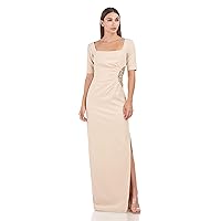 JS Collections Women's Ashley Draped Column Gown