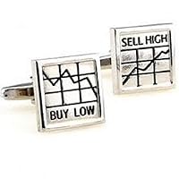 Buy Low Sell High Stockbroker Wall Street Trader in a Presentation Gift Box Pair Cufflinks & Polishing Cloth