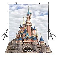 5(W) x7(H) FT Cinderella Castle Park Backdrop Princess Palace Photography Background Baby Shower Children Kids Birthday Events Cake Table Decoration Photoshot Props