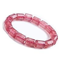 Genuine Natural Red Ice Strawberry Crystal Stretch Barrel Beads Bracelet 12x10mm AAAA