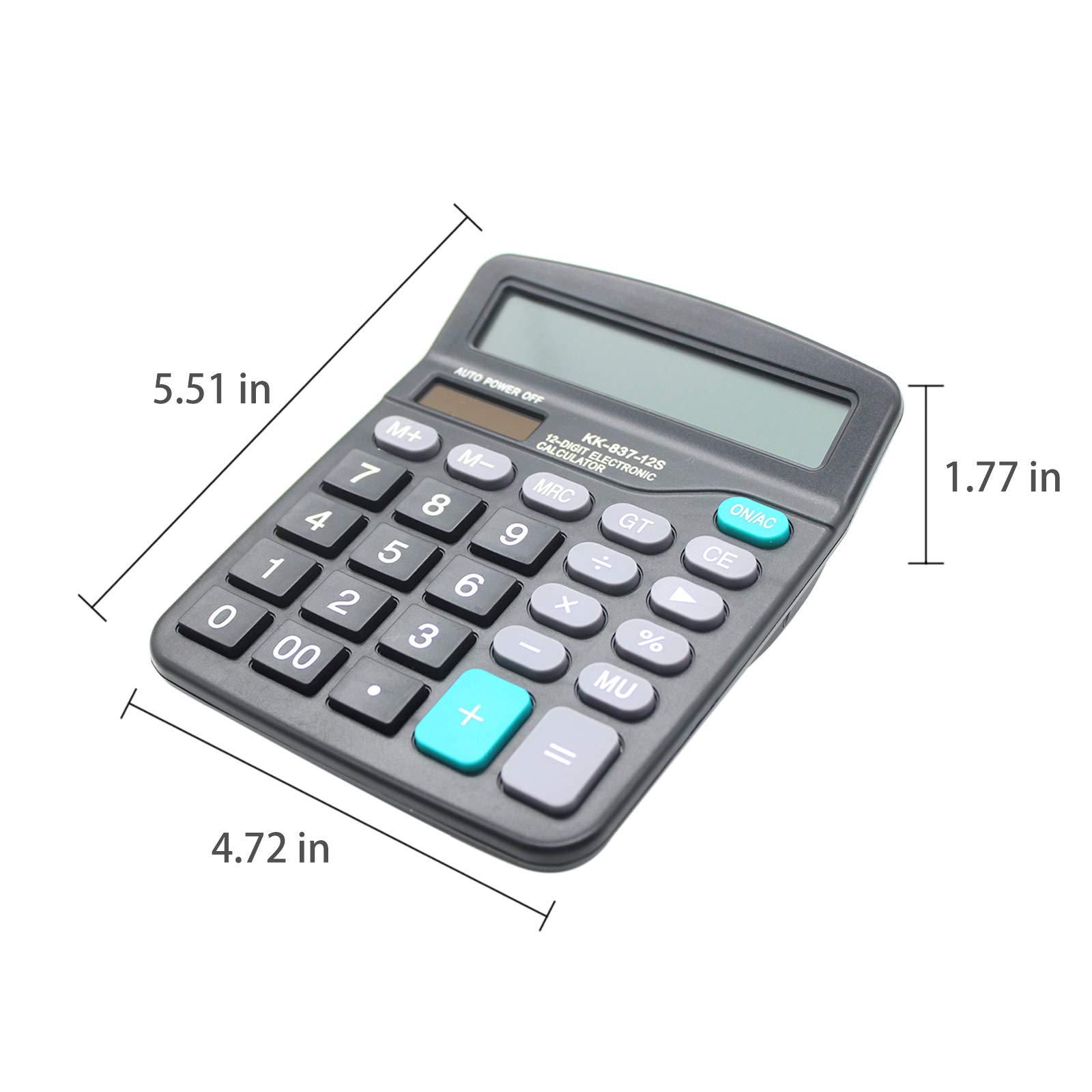 Desk Calculator, 12-Digit Solar Battery Office Calculator with Large LCD Display Big Sensitive Button, Dual Power Desktop Calculators (1)